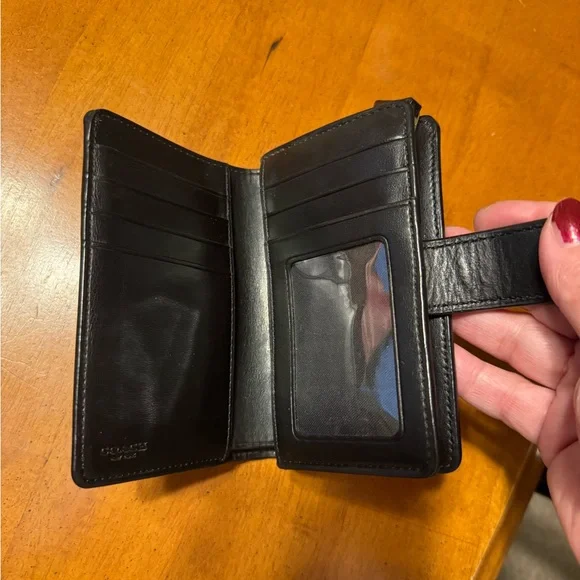 Coach Signature Medium Corner Zip Wallet L-Shaped Zipper Brown Leather pre-owned - Picture 4 of 7